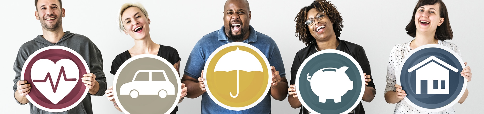 Diverse people with insurance protection plan