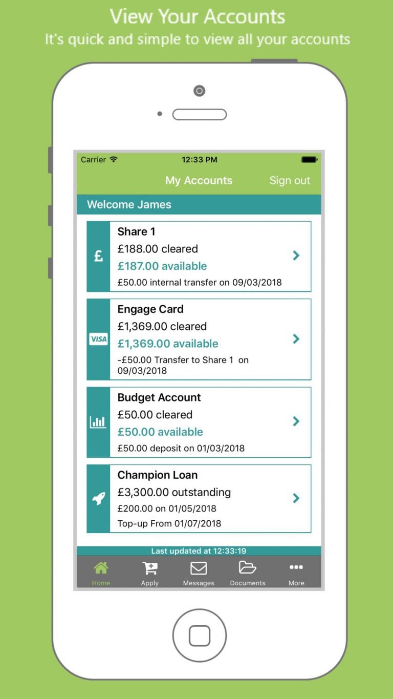 Clockwise Credit Union mobile app displayed on a phone